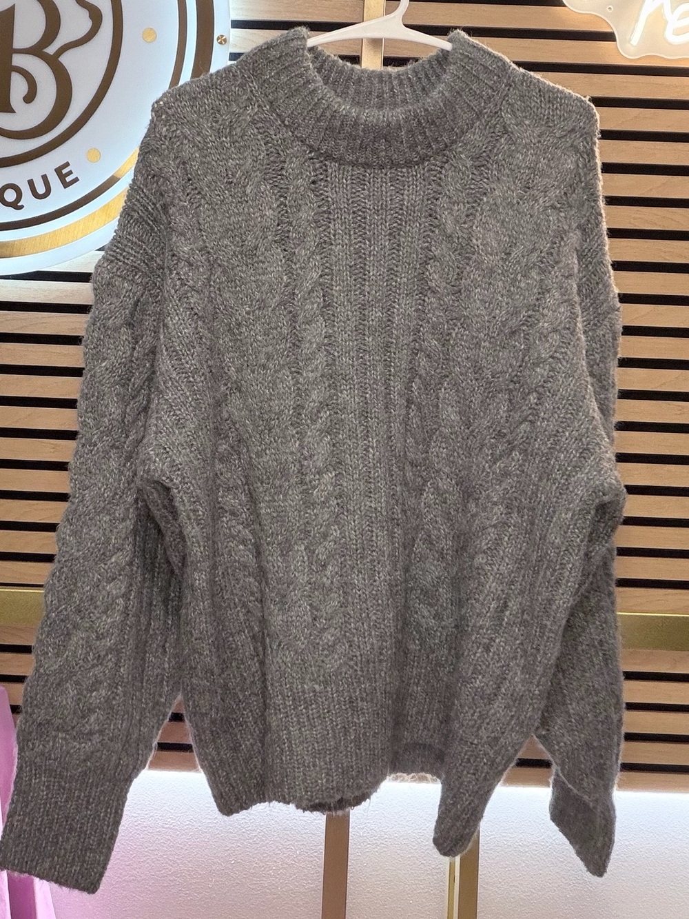 a new day Gray Cable Knit Turtleneck Sweater